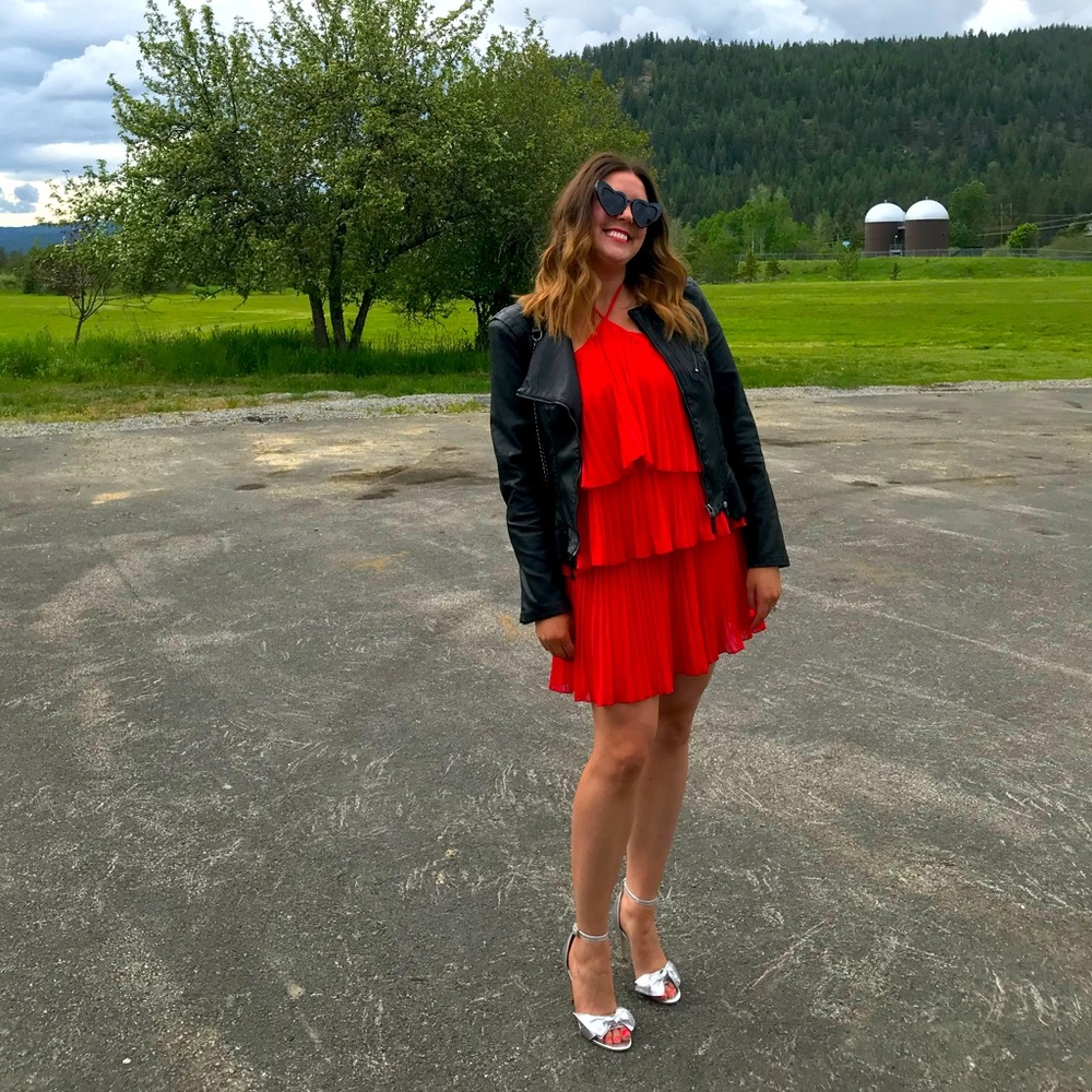Red tiered dress